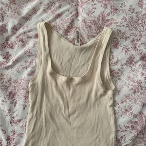 SKIMS Cream Ribbed Tank Top